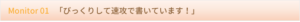 Monitor 01 　「びっくりして速攻で書いています！」